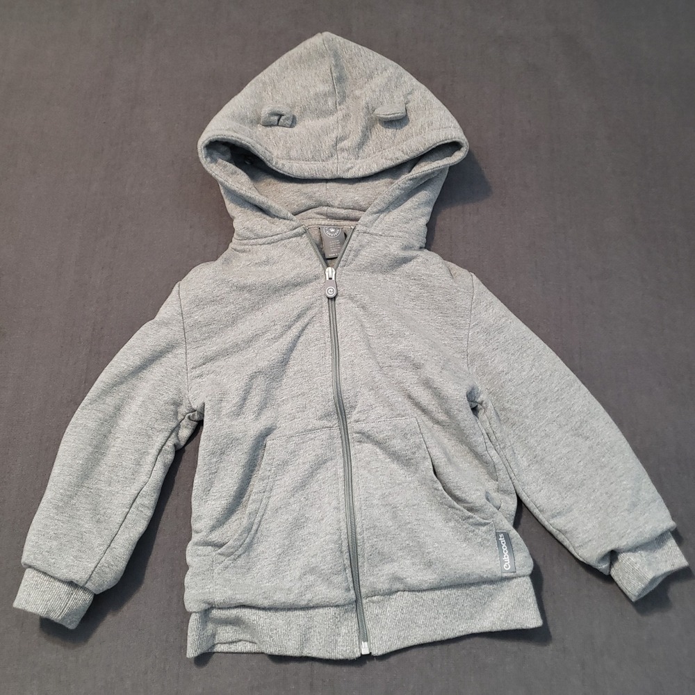 Cubcoats 2-in-1 Hoodie Plush Bear Kids Size 6-7 Grey Marl Zip Up‎ Sweatshirt